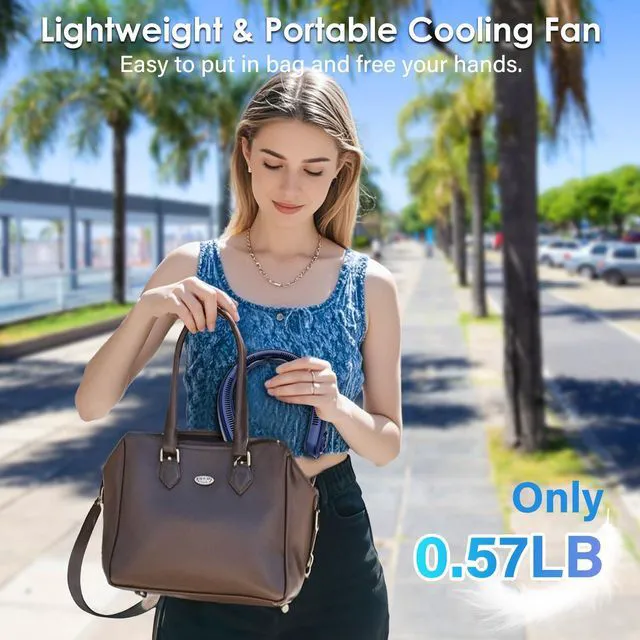 Alt view image 6 of 7 - Portable Neck Fan with Neck Support, 5 Speeds, Lightweight, Rechargeable Personal Hands Free Wearable Neck Fans that Blow Cold Air for Hot Flashes, Disneyland, Travel Essentials, Gifts for Men Women