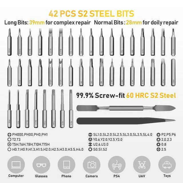 Alt view image 5 of 7 - Mini Electric Screwdriver,50-in-1 Precision Power Screwdriver Set | 3 Torque (Max 0.5N·m),500mAh USB-C,42 S2 Steel Bits,Magnetic Storage,Repair Kit for Phone/Laptop/Camera/Electronics Repair
