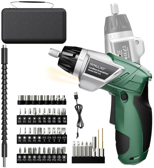 Main image of 49Pcs Electric Screwdriver Set, 3.6V Rechargeable Power Screwdriver with, 6Nm Screw Gun with LED Light, 6+1 Torque Electric Drill for Furniture Assembly, Electrical Appliance Repair