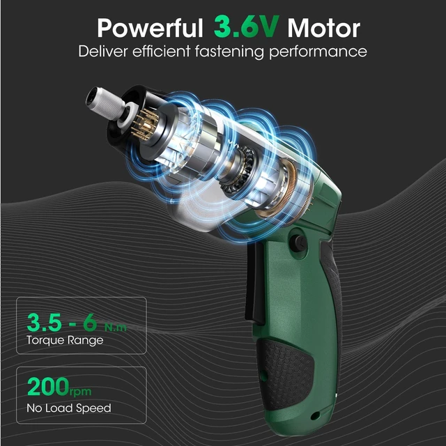 Alt view image 3 of 7 - 49Pcs Electric Screwdriver Set, 3.6V Rechargeable Power Screwdriver with, 6Nm Screw Gun with LED Light, 6+1 Torque Electric Drill for Furniture Assembly, Electrical Appliance Repair