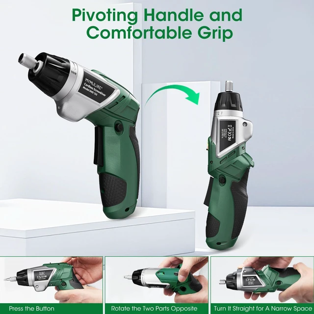 Alt view image 4 of 7 - 49Pcs Electric Screwdriver Set, 3.6V Rechargeable Power Screwdriver with, 6Nm Screw Gun with LED Light, 6+1 Torque Electric Drill for Furniture Assembly, Electrical Appliance Repair