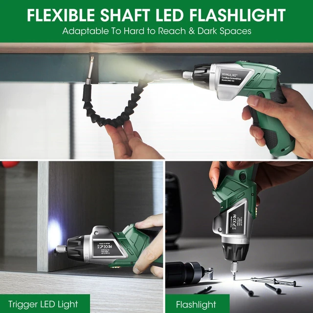 Alt view image 6 of 7 - 49Pcs Electric Screwdriver Set, 3.6V Rechargeable Power Screwdriver with, 6Nm Screw Gun with LED Light, 6+1 Torque Electric Drill for Furniture Assembly, Electrical Appliance Repair