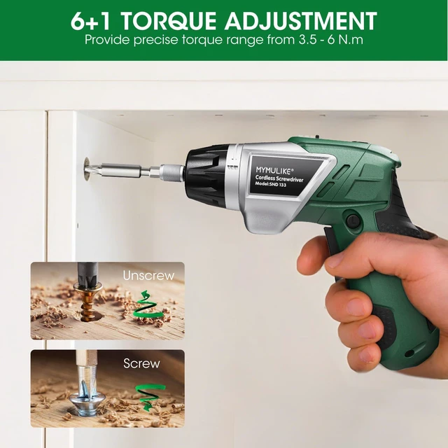 Alt view image 7 of 7 - 49Pcs Electric Screwdriver Set, 3.6V Rechargeable Power Screwdriver with, 6Nm Screw Gun with LED Light, 6+1 Torque Electric Drill for Furniture Assembly, Electrical Appliance Repair