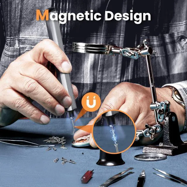 Alt view image 3 of 7 - Mini Electric Screwdriver, Precision Screwdriver Set w/ 28 Magnetic Bits, Red Dot, IF Winning Design, Rechargeable Cordless Screwdriver for Phone, Laptop, Watch, RC(SES MINI) Grey
