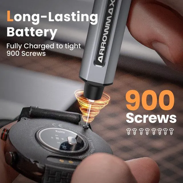 Alt view image 4 of 7 - Mini Electric Screwdriver, Precision Screwdriver Set w/ 28 Magnetic Bits, Red Dot, IF Winning Design, Rechargeable Cordless Screwdriver for Phone, Laptop, Watch, RC(SES MINI) Grey