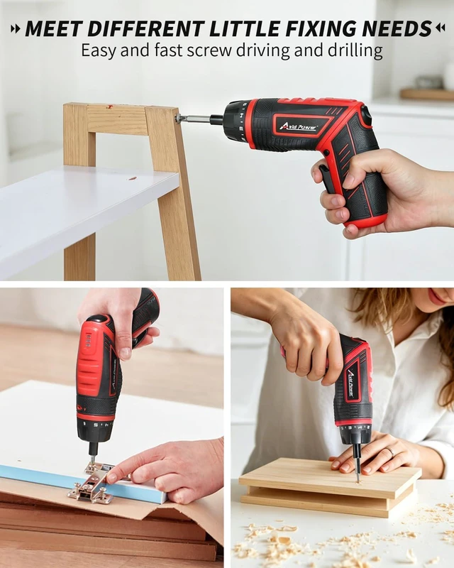 Alt view image 7 of 7 - 4V Electric Cordless Screwdriver Set 5.65Nm 37 Bits with Case | 5.65Nm, 5+1 Torque Settings, 2-Position Handle, 37 Accessories, LED Light, for Precision Assembly & Furniture Installation