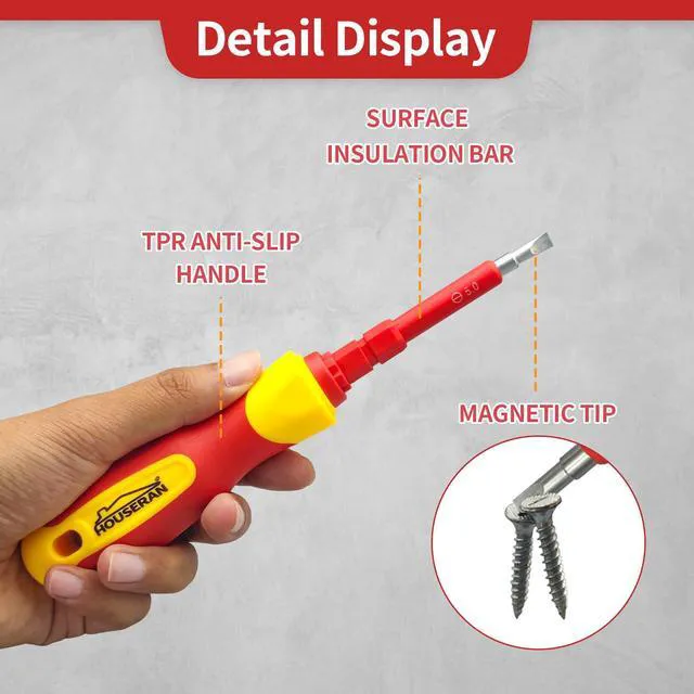 Alt view image 2 of 7 - Electrical Screwdriver Set, Insulated Screwdriver, 26 Pcs | Magnetic Tip Electrician Tools Kit with Case, with Interchangeable Blades, Electrical Screwdriver for Men Household Repair
