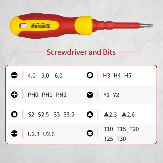 Alt view image 4 of 7 - Electrical Screwdriver Set, Insulated Screwdriver, 26 Pcs | Magnetic Tip Electrician Tools Kit with Case, with Interchangeable Blades, Electrical Screwdriver for Men Household Repair