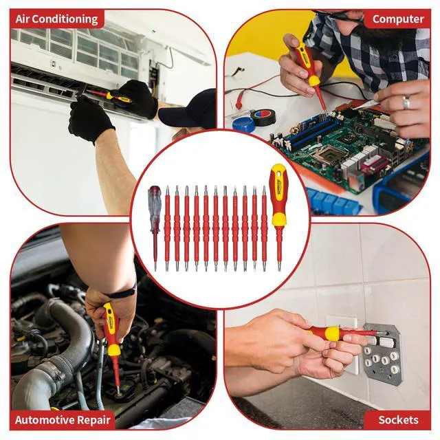 Alt view image 6 of 7 - Electrical Screwdriver Set, Insulated Screwdriver, 26 Pcs | Magnetic Tip Electrician Tools Kit with Case, with Interchangeable Blades, Electrical Screwdriver for Men Household Repair
