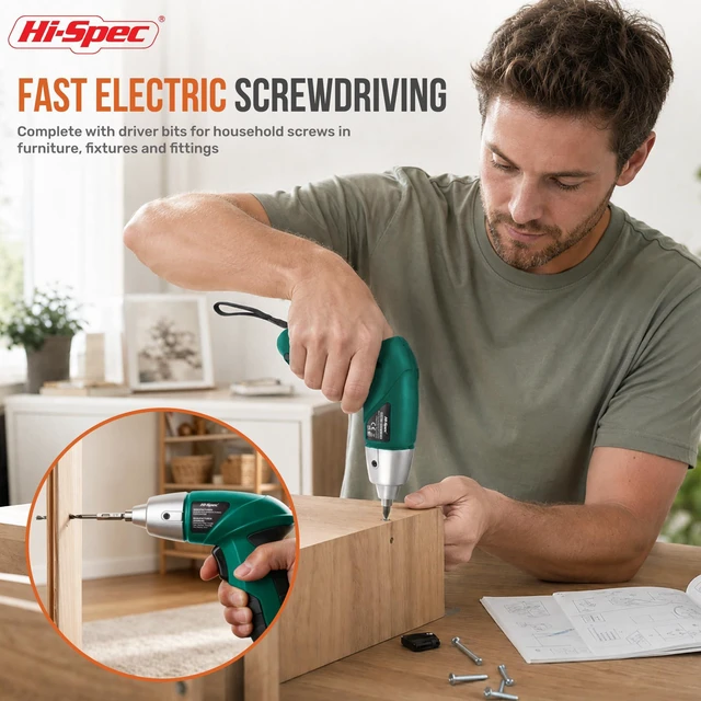 Alt view image 4 of 7 - 4V USB Electric Screwdriver Tool Kit for Home Repairs, Green | 42pc, fast assembly help, common screw bit selection, LED visibility, compact grip, quick household fixes, organized storage