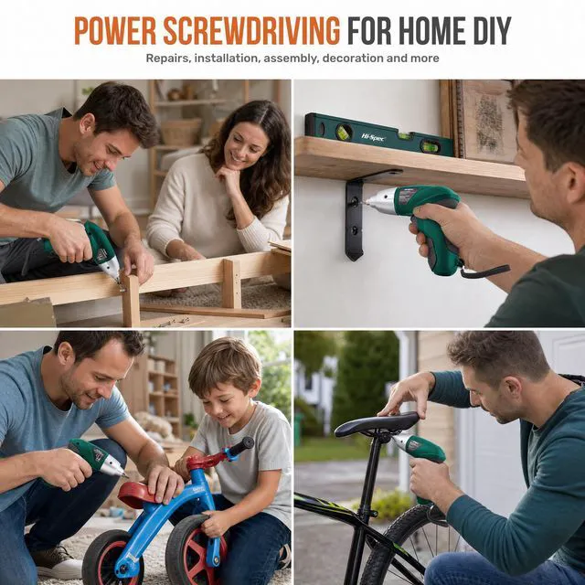 Alt view image 5 of 7 - 4V USB Electric Screwdriver Tool Kit for Home Repairs, Green | 42pc, fast assembly help, common screw bit selection, LED visibility, compact grip, quick household fixes, organized storage