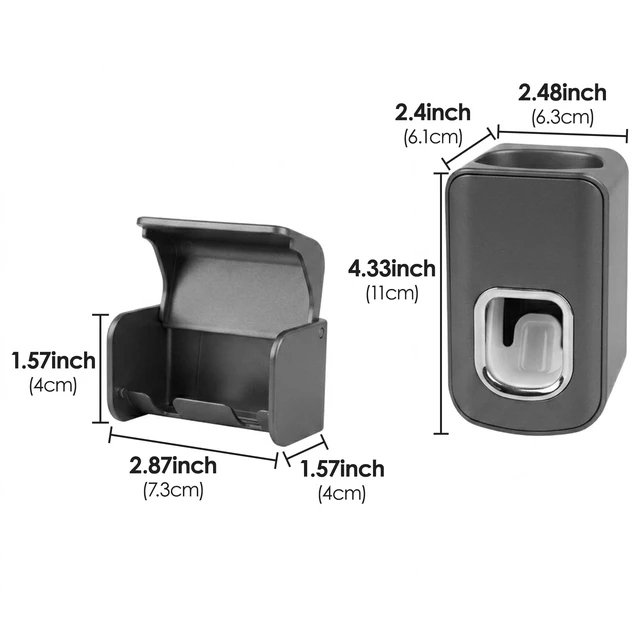 Alt view image 3 of 6 - Toothbrush Holder Wall Mounted with Cover for Bathroom, 2 Slots Toothbrush Storage Organizer for Shower, Self Adhesive Toothbrush Hanger with Automatic Toothpaste Squeezer Dispenser