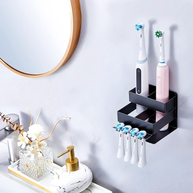 Alt view image 4 of 7 - Electric Toothbrush Head Holder, Electric Toothbrush Holders Wall Mounted, Tooth Brush Holder for Bathrooms (Black)