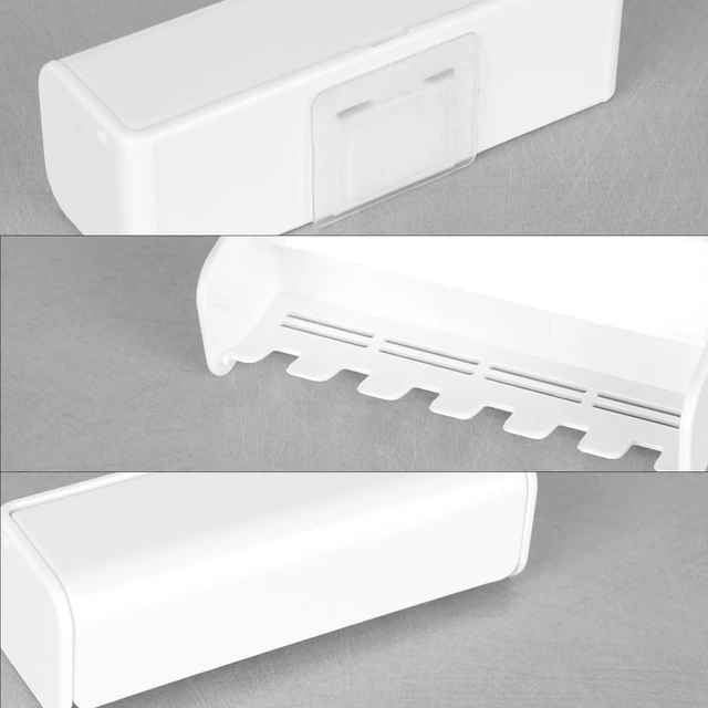 Alt view image 3 of 6 - 6 Slots Wall Mount Toothbrush Holder with Cover, Self Adhesive Toothbrush Storage Organizer for Shower, Toothbrush Hanger for Bathroom, Medicine Cabinet, Dorm