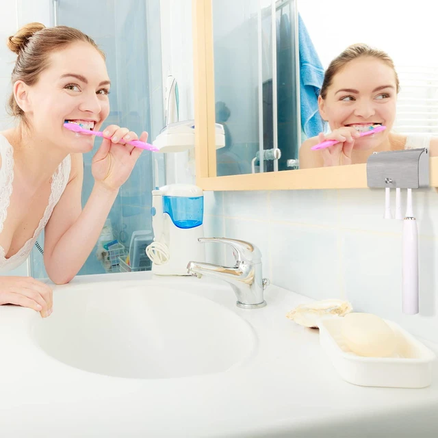 Alt view image 5 of 7 - Toothbrush Holder, 304 Stainless Steel Dustproof Wall Mounted Self Adhesive Toothbrush Storage Organizer Stand Rack (9cm(4 Brush Slots))