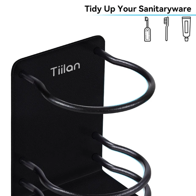 Alt view image 3 of 7 - Toothbrush Holder Wall Mounted, Bathroom Storage Stand for Razor, Toothpaste - Self Adhesive, Stainless Steel, Black