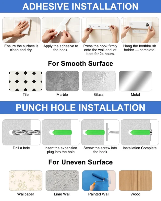 Alt view image 7 of 7 - UV Toothbrush Sanitizer with Holder, Electric Toothbrush Holder Wall Mounted with Cover for 4 Slots, 2000mAh Rechargeable with Timer, Cordless Bathroom Organizer - White