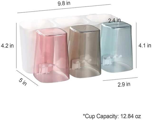 Alt view image 3 of 7 - Toothbrush Holder for Bathroom, Eco-Friendly Mighty Large Capacity Toothbrush Holder Wall Mounted with 3 Square Cups for Family or Dormitory (Square Cup)