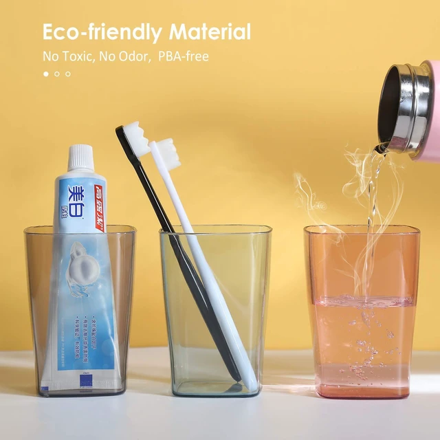 Alt view image 5 of 7 - Toothbrush Holder for Bathroom, Eco-Friendly Mighty Large Capacity Toothbrush Holder Wall Mounted with 3 Square Cups for Family or Dormitory (Square Cup)
