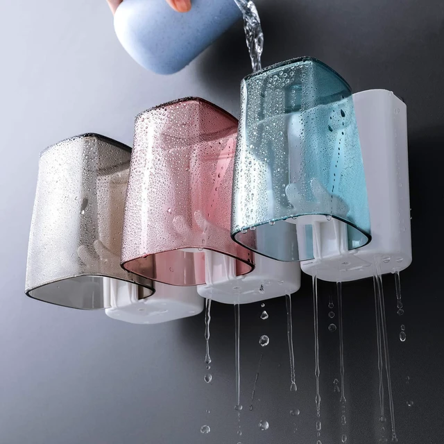 Alt view image 4 of 7 - Toothbrush Holder for Bathroom, Eco-Friendly Mighty Large Capacity Toothbrush Holder Wall Mounted with 3 Square Cups for Family or Dormitory (Square Cup)