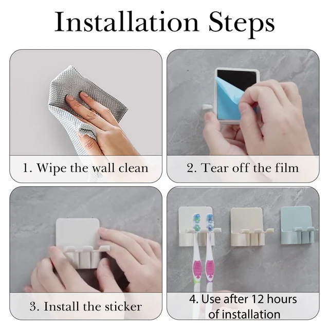 Alt view image 3 of 7 - 2 PCS Self-Adhesive Toothbrush Holders Wall Mounted, Water Proof Toothbrush Hook, 3 in 1 with Toothbrush Hanger Toothpaste Holder and Gargle Cup Holder for Bathroom Shower (Beige)