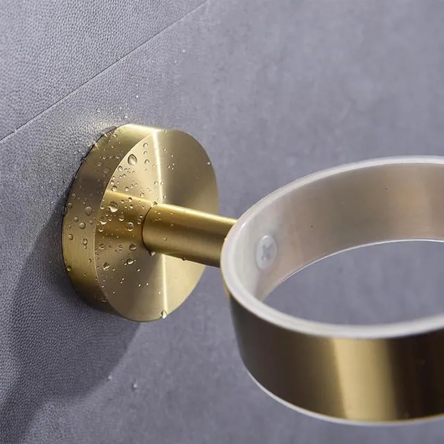 Alt view image 5 of 7 - Toothbrush Holder Cup,Wall Mounted Toothbrush Holder Brushed Gold,304 Stainless Steel Holder with Frosted Glass Cup for Bathroom Decorative Accessories