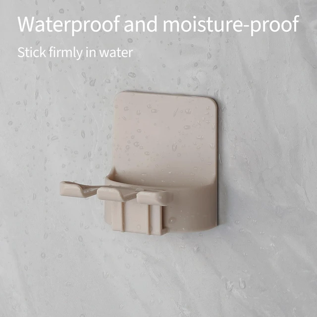 Alt view image 5 of 7 - 2 PCS Self-Adhesive Toothbrush Holders Wall Mounted, Water Proof Toothbrush Hook, 3 in 1 with Toothbrush Hanger Toothpaste Holder and Gargle Cup Holder for Bathroom Shower (Beige)