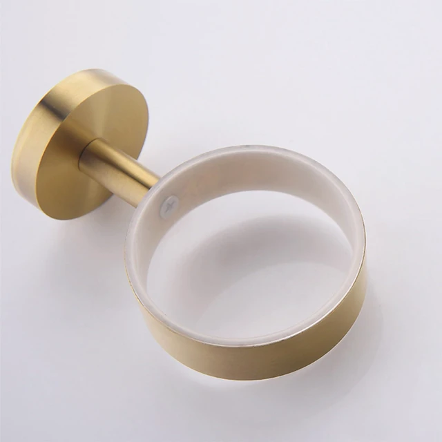 Alt view image 7 of 7 - Toothbrush Holder Cup,Wall Mounted Toothbrush Holder Brushed Gold,304 Stainless Steel Holder with Frosted Glass Cup for Bathroom Decorative Accessories
