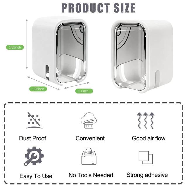 Alt view image 2 of 7 - 4 Pack Mini Toothbrush Holder Wall Mounted with Cover, Single Slot Toothbrush Storage Organizer for Shower, Compact Toothbrush Holders for Bathroom & Travel, Ideal for Family Tooth Brushes