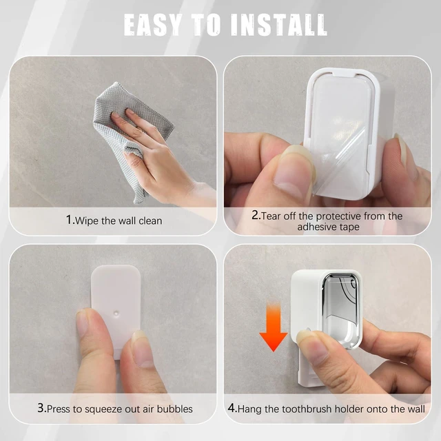Alt view image 3 of 7 - 4 Pack Mini Toothbrush Holder Wall Mounted with Cover, Single Slot Toothbrush Storage Organizer for Shower, Compact Toothbrush Holders for Bathroom & Travel, Ideal for Family Tooth Brushes