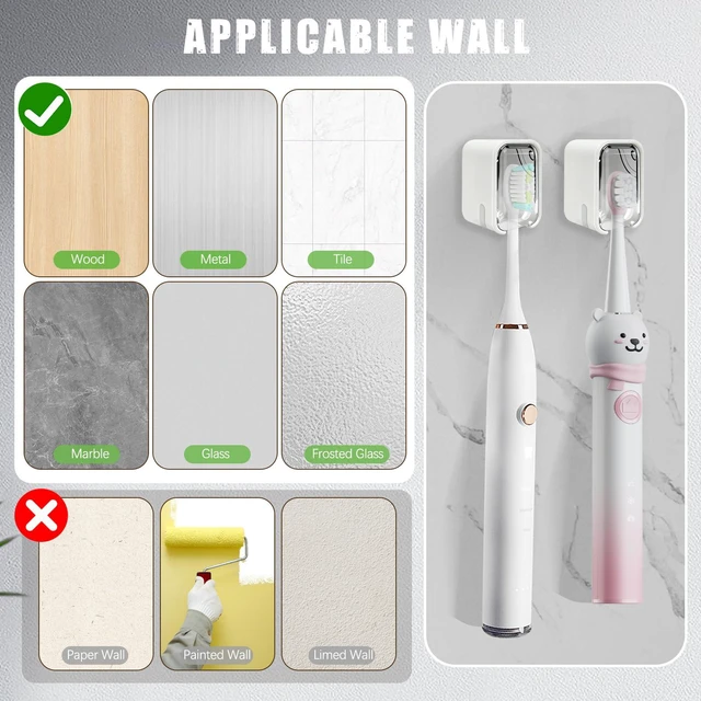 Alt view image 7 of 7 - 4 Pack Mini Toothbrush Holder Wall Mounted with Cover, Single Slot Toothbrush Storage Organizer for Shower, Compact Toothbrush Holders for Bathroom & Travel, Ideal for Family Tooth Brushes