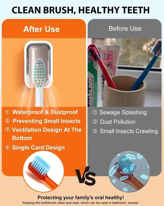 Alt view image 4 of 7 - 4 Pack Adhesive Wall Mount Toothbrush Holder - Waterproof Bathroom & Shower Organizer, No Drill Stick On Hanger for Manual/Electric Toothbrushes, Space Saving Storage Solution