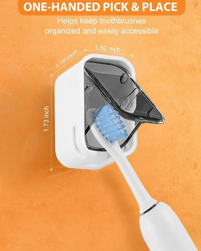 Alt view image 3 of 7 - 4 Pack Adhesive Wall Mount Toothbrush Holder - Waterproof Bathroom & Shower Organizer, No Drill Stick On Hanger for Manual/Electric Toothbrushes, Space Saving Storage Solution