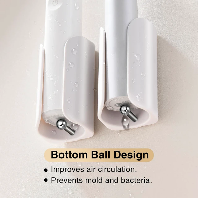 Alt view image 2 of 7 - Electric Toothbrush Holder for Bathroom, Adhesive Toothbrush Stand | Compact Electric Toothbrush Organizer, Wall Mount for Mirrors/Tiles, White, Pack of 2