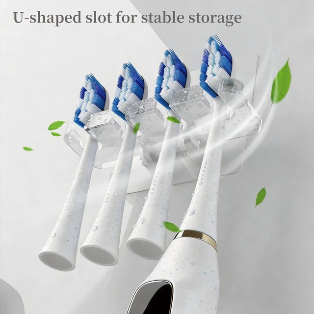 Alt view image 2 of 7 - Adhesive Toothbrush Holders 2 Pack,4 Slots for Family, Clear | No Drill Wall Mounted, Holds 4 Replacement Heads or Toothbrushes, Quick Dry, Countertop Saver, For Bathroom & RV