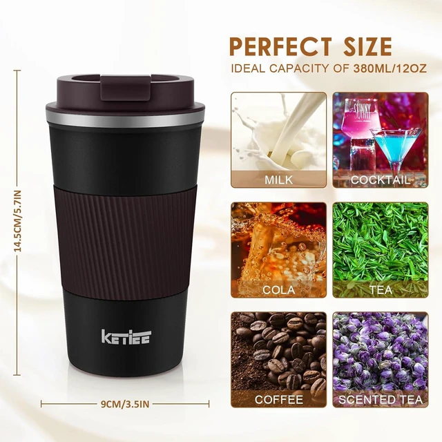 Alt view image 5 of 7 - Travel Mug, 12oz Insulated Coffee Cup with Leakproof Lid, Vacuum Stainless Steel Double-Wall Travel Coffee Mug Spill Proof, Reusable Tumbler for Men and Women for Hot & Cold Water Tea