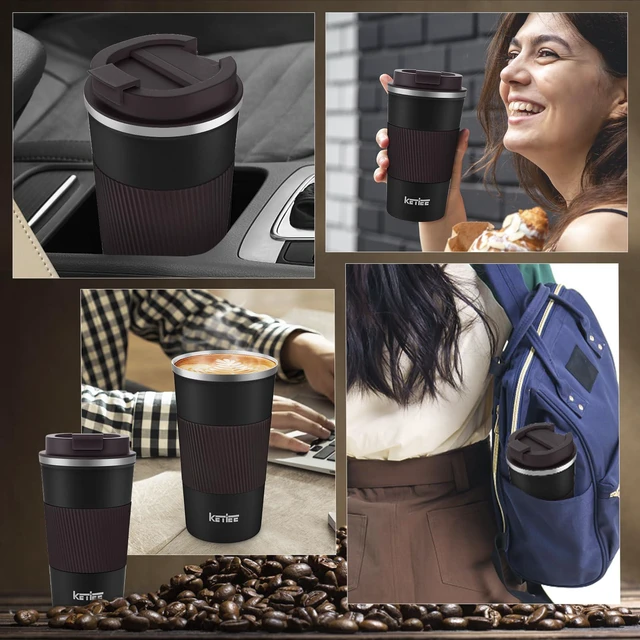 Alt view image 7 of 7 - Travel Mug, 12oz Insulated Coffee Cup with Leakproof Lid, Vacuum Stainless Steel Double-Wall Travel Coffee Mug Spill Proof, Reusable Tumbler for Men and Women for Hot & Cold Water Tea