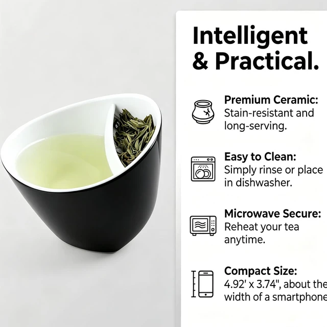 Alt view image 6 of 7 - 2026 New Cup Tilt Tea Cup with Built-in Strainer, One Piece Travel Cup | Cup Tilt Tea Cup, with Infuser, One Piece Travel Cup (Black)