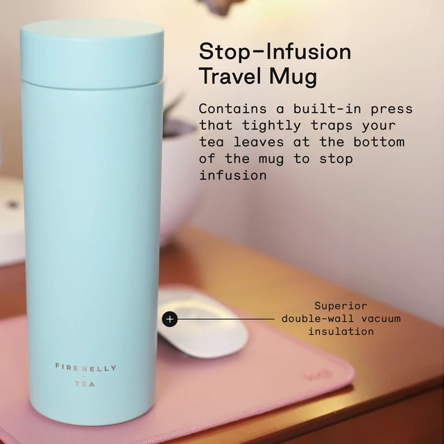 Alt view image 3 of 7 - Travel Tea Infuser Mug with Strainer, Insulated Tumbler for Loose Leaf Tea or Coffee, Leakproof Bottle for Hot or Iced Drinks, Stainless Steel Thermos with Lid, Mer