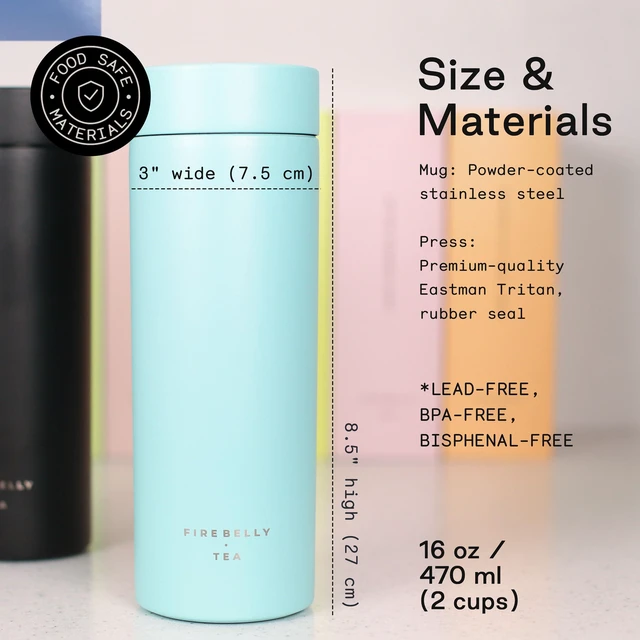 Alt view image 2 of 7 - Travel Tea Infuser Mug with Strainer, Insulated Tumbler for Loose Leaf Tea or Coffee, Leakproof Bottle for Hot or Iced Drinks, Stainless Steel Thermos with Lid, Mer