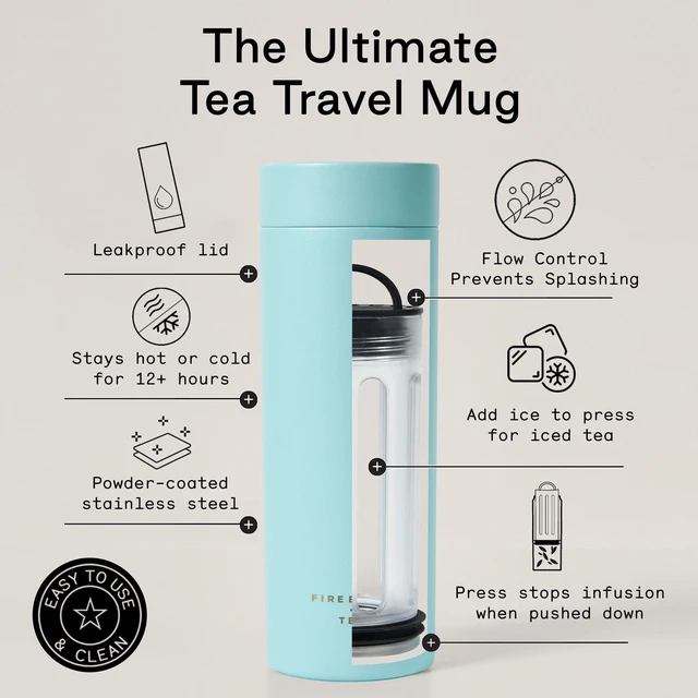 Alt view image 4 of 7 - Travel Tea Infuser Mug with Strainer, Insulated Tumbler for Loose Leaf Tea or Coffee, Leakproof Bottle for Hot or Iced Drinks, Stainless Steel Thermos with Lid, Mer