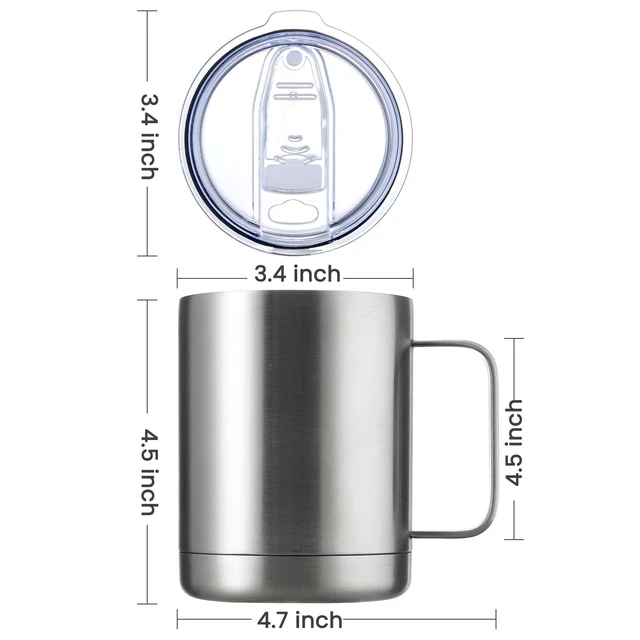 Alt view image 4 of 7 - 12oz Coffee Mug With Handle 8 Pack Bulk,Stainless Steel Insulated Travel Tumblers With Sliding Lid,Double Wall Vacuum Camping Cup for Hot & Cold Drinks Tea (Sliver,Set of 8)