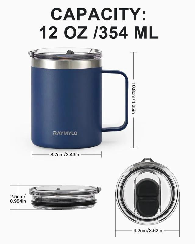 Alt view image 6 of 7 - Insulated Travel Coffee Mug with Handle, Coffee Tumbler Cup 12oz | Detachable Lid for Thoroughly Clean, Thermal Cup with Double-Wall Stainless Steel Vacuum Insulation, Spill Proof & BPA Free