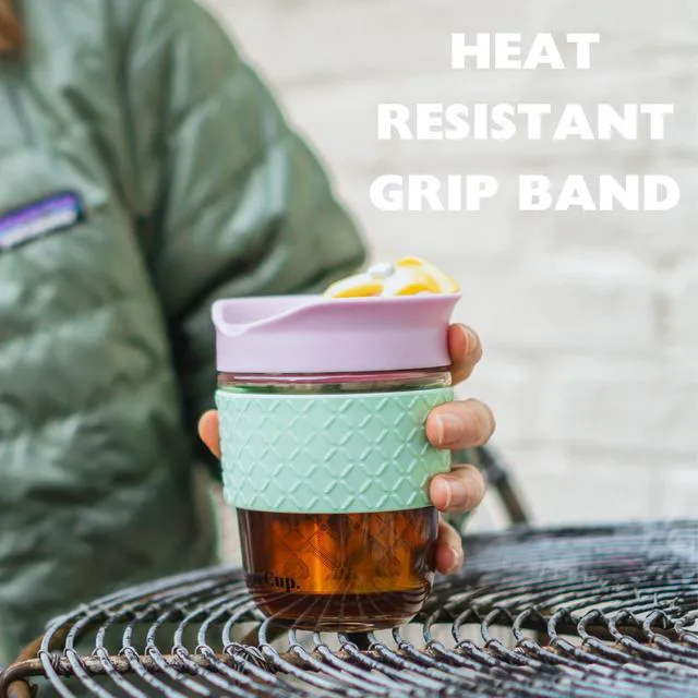 Alt view image 3 of 7 - . Travel Mug Loose Tea Infuser - Detachable Tea Strainer with Spillproof Lid - BPA-Free Reusable Glass Travel Coffee Cup with Silicone Band (Ice Cream, 12oz)