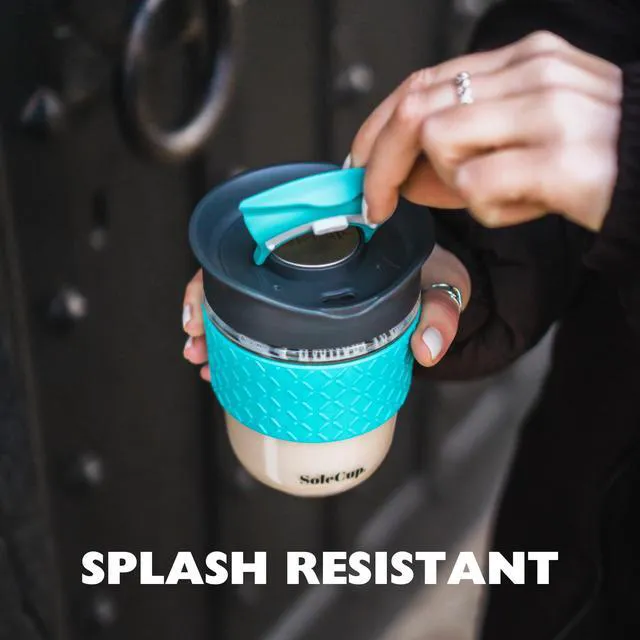Alt view image 7 of 7 - . Travel Mug Loose Tea Infuser - Detachable Tea Strainer with Spillproof Lid - BPA-Free Reusable Glass Travel Coffee Cup with Silicone Band (Ice Cream, 12oz)