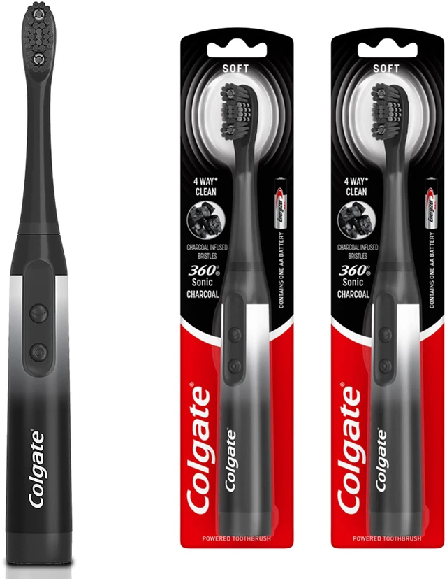 Main image of 360 Charcoal Sonic Powered Battery Toothbrush, 2 Pack