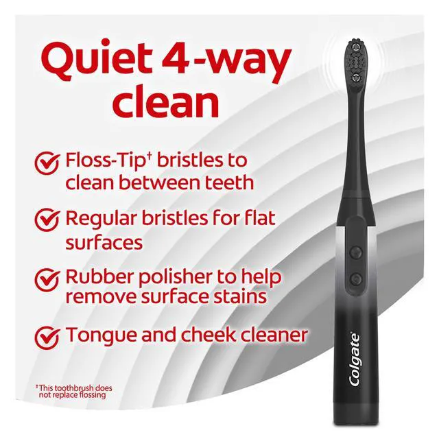 Alt view image 5 of 7 - 360 Charcoal Sonic Powered Battery Toothbrush, 2 Pack