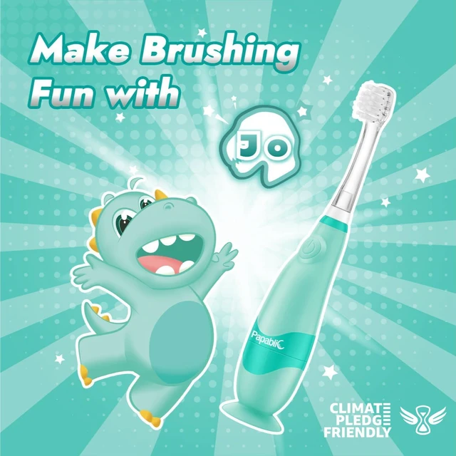 Alt view image 2 of 7 - Toddler Sonic Electric Toothbrush Kids for Ages 1-3 Years, Baby Electric Toothbrush with Cute Dino Cover and Smart LED Timer, 4 Brush Heads (Jo)