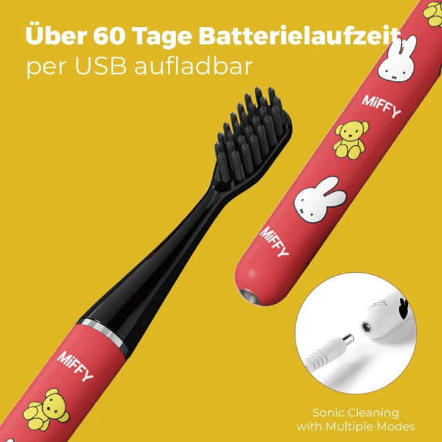 Alt view image 5 of 7 - Miffy i4 Slim Sonic Electric Toothbrush Ultra Slim Thin Rechargeable Ultrasonic Smart Tooth Brush Free Petite Travel Case & Ceramic Holder Dock for Travel & Home, IPX7 Waterproof (red)