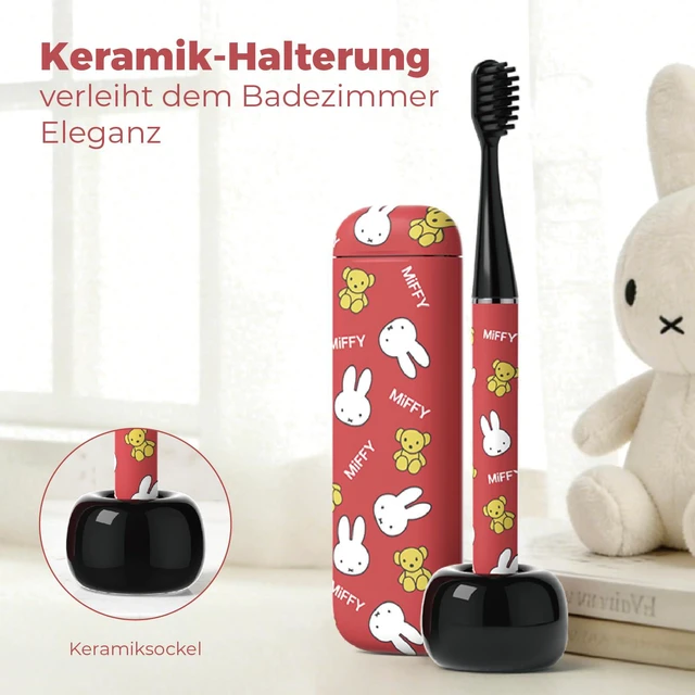 Alt view image 7 of 7 - Miffy i4 Slim Sonic Electric Toothbrush Ultra Slim Thin Rechargeable Ultrasonic Smart Tooth Brush Free Petite Travel Case & Ceramic Holder Dock for Travel & Home, IPX7 Waterproof (red)